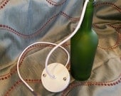 Dark Green Frosted Pendant Wine Bottle Light With FREE LED Bulb