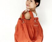 SALE - 10%off Handmade Canvas Bag Diaper bag Shoulder bag Hobo bag Tote bag Messenger bag Purse Handbag Everyday bag - Burnt Orange - Catie