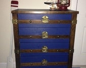 Blue Nautical Steamer Trunk Dresser