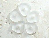 White Seaglass Beads - 5 Center-Drilled Genuine Beach Glass