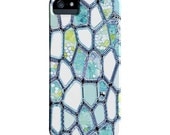 Geometric iPhone 5 Case or iPhone 4 Case Blue Cells  Funky Abstract Art case, artist designed iPhone Case
