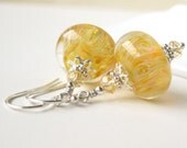 Summer Spirit Boro lampwork earrings in sterling silver with Citrine gems