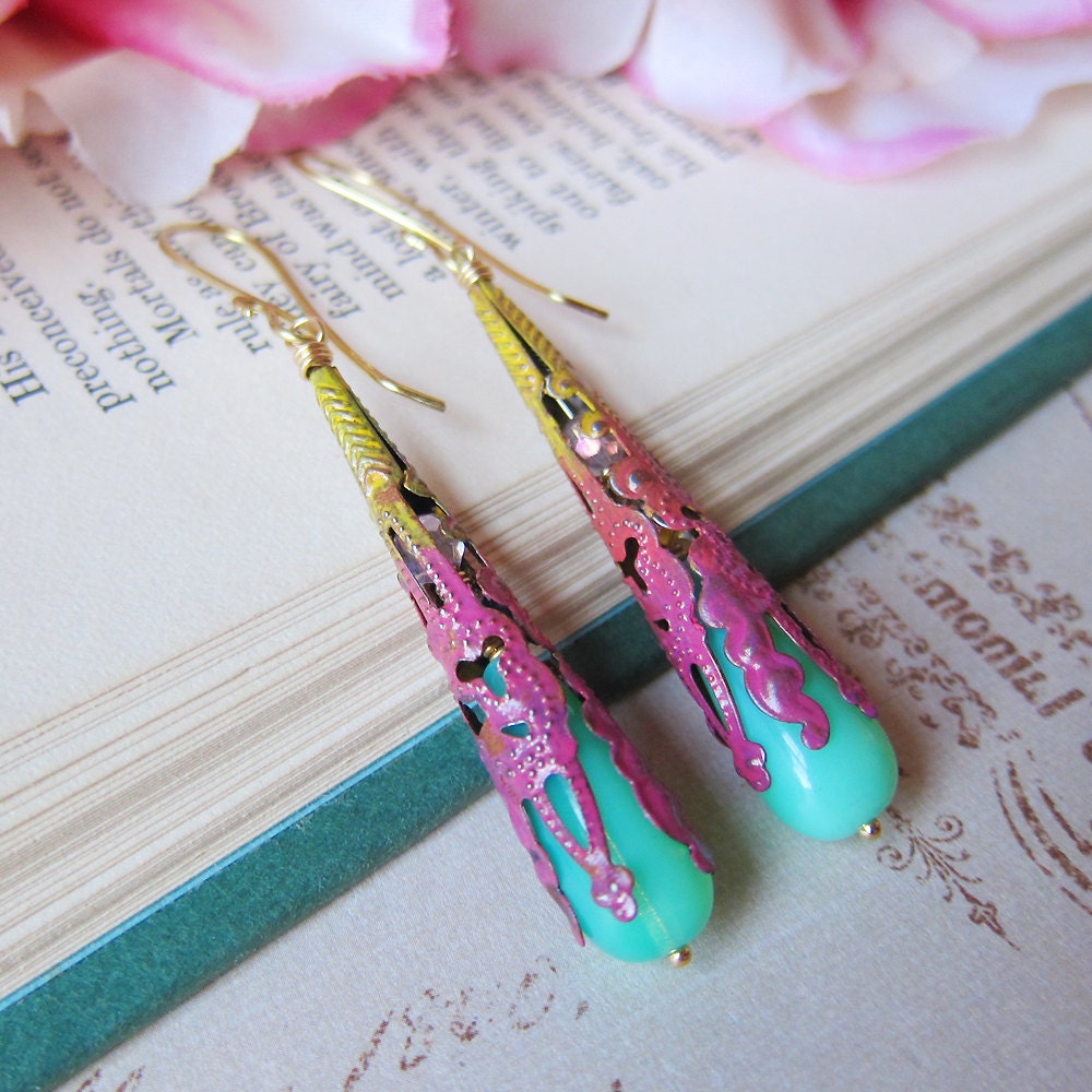 Colorburst - Hand-Painted Filigree Earrings