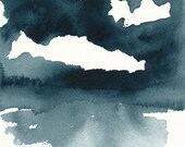 Drawn to Water - Original Landscape Painting - Watercolor - Indigo Blue