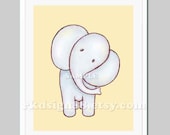 Baby nursery wall art elephant jungle animals for boys room children decor yellow - My Elle 8 x 10 baby shower gift