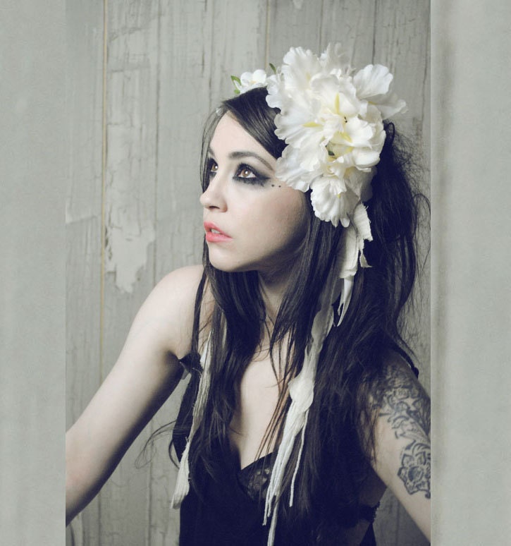 FLOWER QUEEN Headband with White Lilies one of a kind