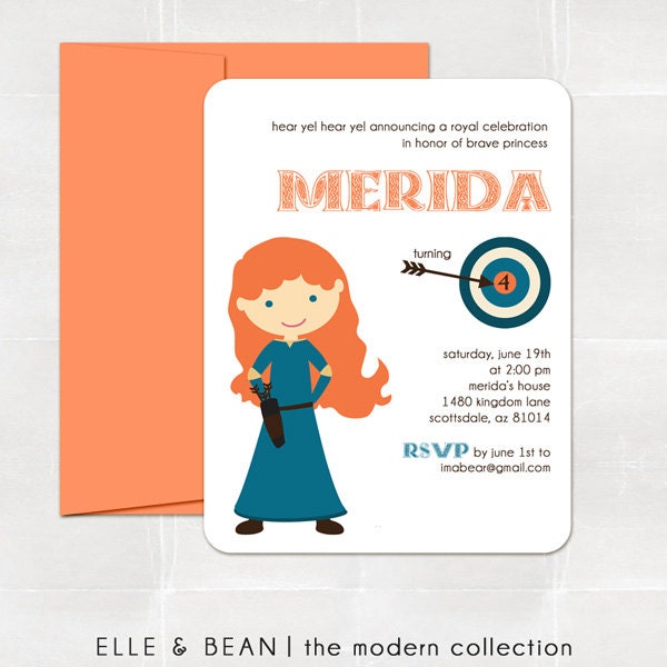 brave princess birthday invitation. printed and handmade. Il_570xn
