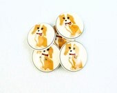 Handmade Buttons. Dog Buttons. 5  Handmade Buttons. Resin sewing buttons. Spaniel Buttons.