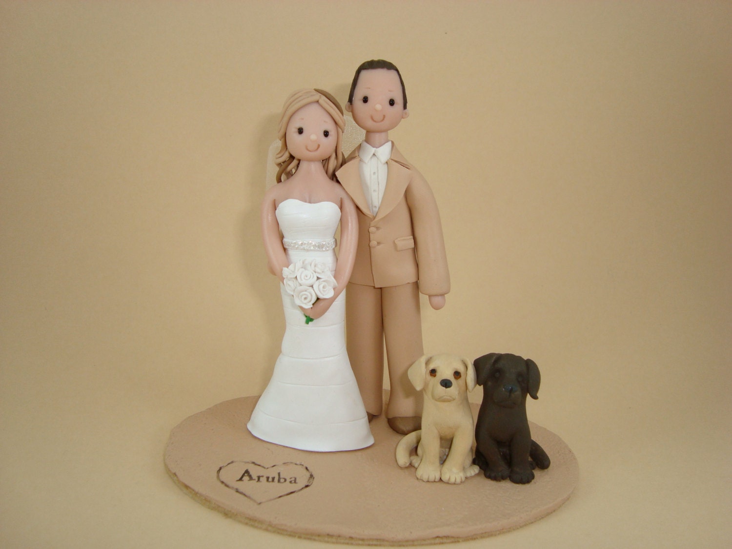 Custom Outdoor Theme Bride & Groom Wedding Cake Topper