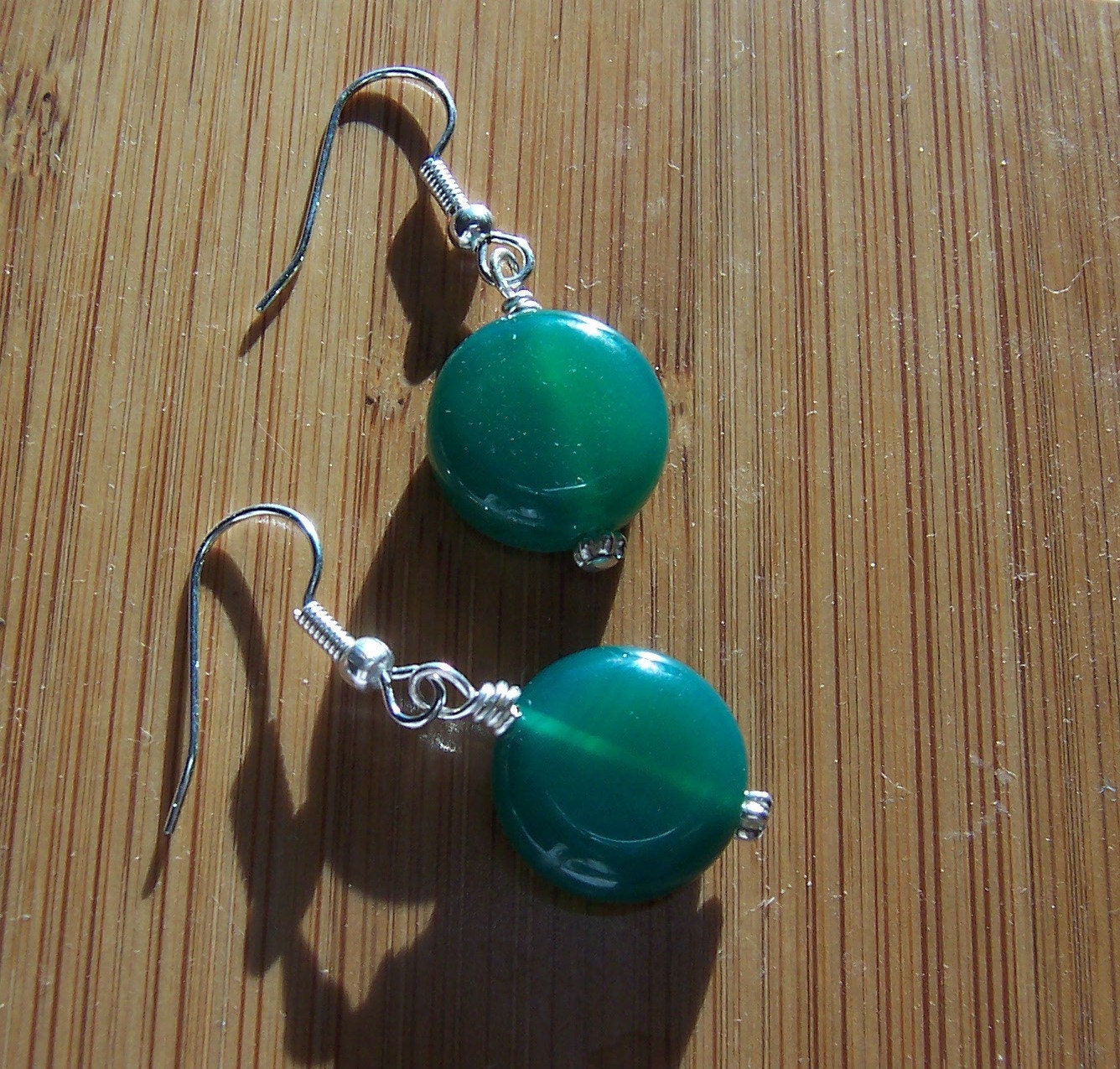 Simple Smooth Green Agate Earrings