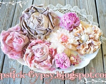 CUSTOM Rosette Accessory- Shabby, Tattered, Stained, Dyed, Made to Order