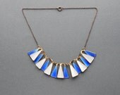 Scandinavian Modernist Jewelry.  Sterling Enamel Necklace. Aksel Holmsen. Norway. Geometric.