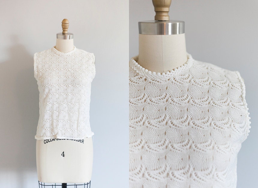 60s White Crochet Blouse // SM