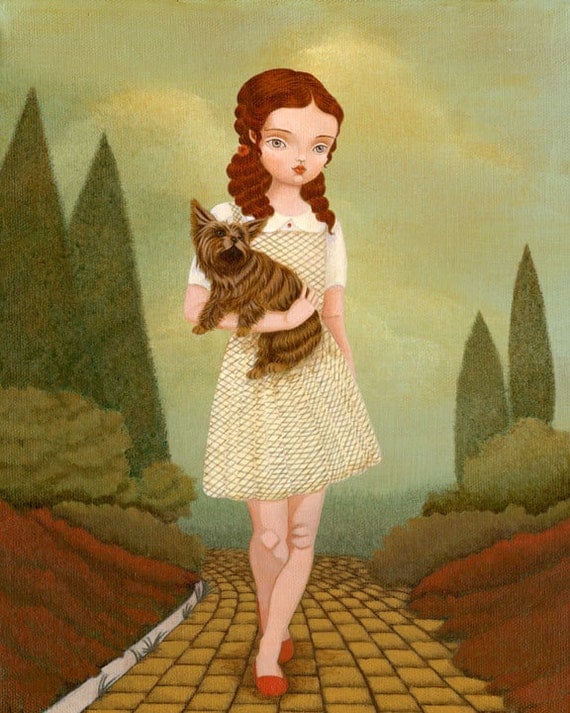 Children's Art, Girls Room Art, Girl Art Print, Poster, Fairytale Art, Decor, Cute, Kids Art - Wizard Of Oz - Dorothy & Toto 8x10 Print