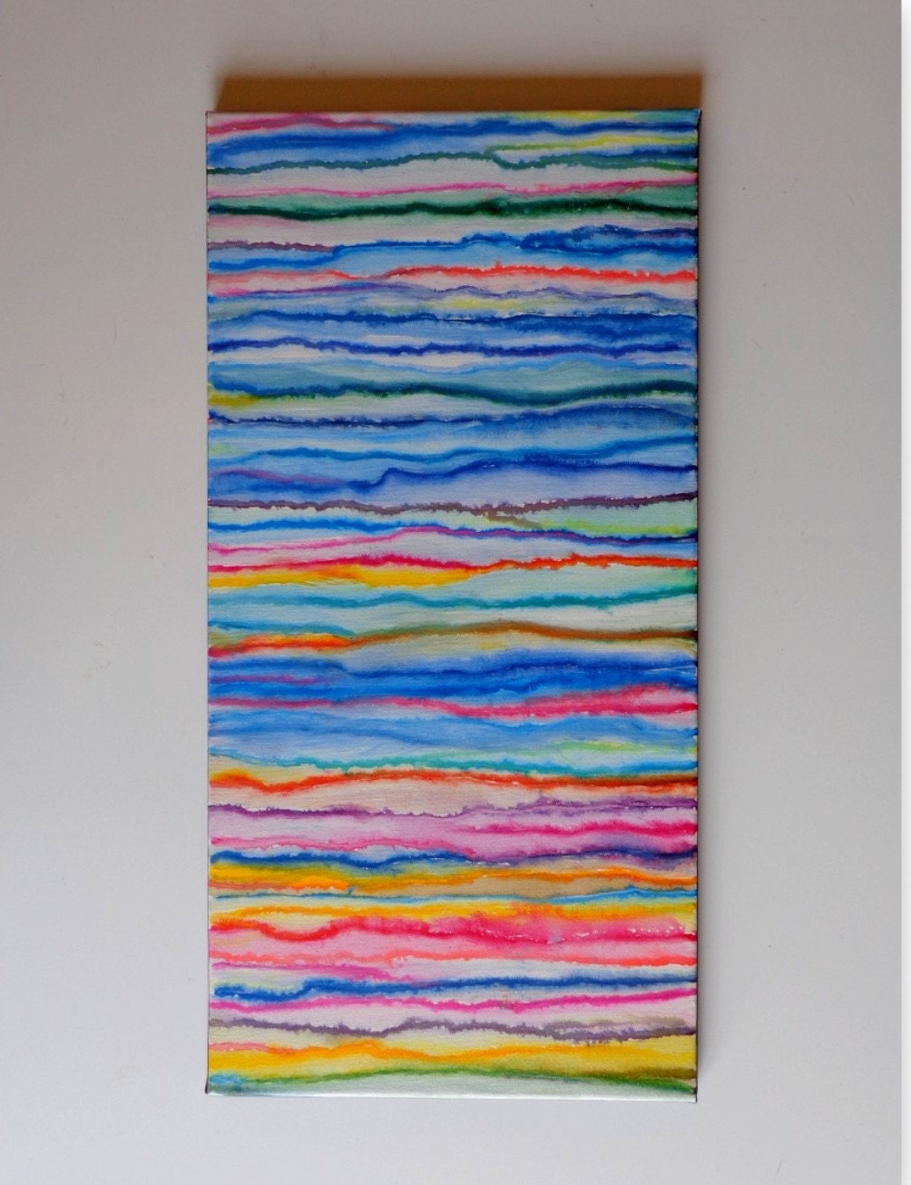 Abstract Original Multicolored Acrylic  Painting on Canvas Beautiful Colors 12x24 Heather Montgomery Art