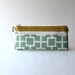 Fabric pouch, geometric, zipper pouch, pencil case, clutch - The Epu Pouch in  yellow mustard with geometric aqua / cream fabric