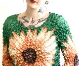 1990s Vintage Crunch it Up Sunflower Blouse Size Small