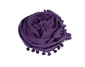 PomPom Tassel Dupata - Handwoven Cotton - Grape