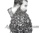 This beard is for you - Illustration- 8 X10-signed print-man- portrait- botanical- father
