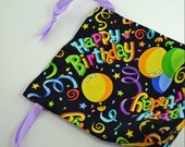Reusable Birthday Gift Bag - Extra Small - Happy Birthday Balloon Fabric