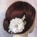 Ivory Hair Flower, Bridal Fascinator, Wedding Hair Clip, Silk Flower with Rhinestones and Lace - SHANNON