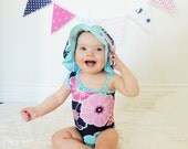 21 Fabric Flag Bunting, 9 Feet, Nautical Girl, Whales, Anchors, Navy Blue, Pink, Polka Dot, Chevron, Baby Nursery, Wedding Garland, Birthday