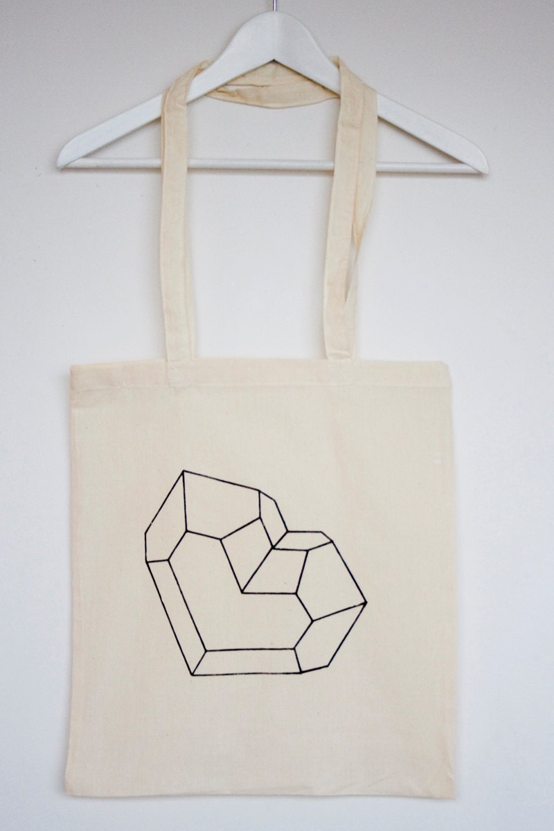 Crystal cotton Tote Bag hand screen-printed crystal pattern - limited edition