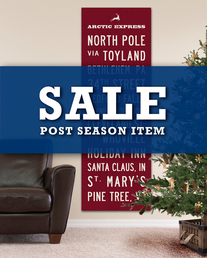 SALE. LOWEST PRICE. Clearance. Christmas Bus Scroll Holiday Sign. Canvas Typography Poster. 20.5 x 60