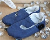Navy Blue Linen Loafers for Baby Boy