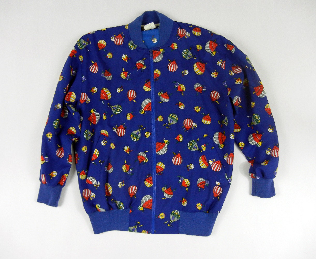 Vintage Air Balloon Jacket, Oversized, Size Small-Medium, Blue, Quirky, Novelty Print, Tumblr