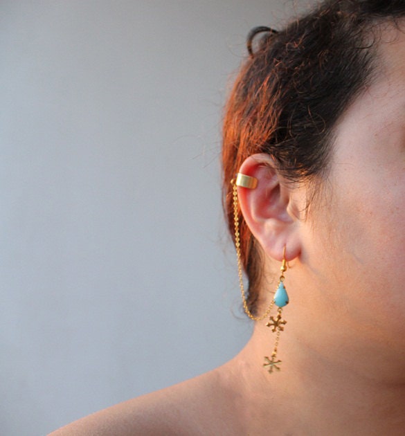 SALE - Lord of The Rings - Elven Golden Snowflake Ear Cuff