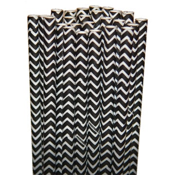 Chevron Zigzag Black Party Paper Straws - Cake Pop Sticks - Pixie Sticks - Qty 25 Il_170x135