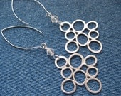 Modern Matte Silver Earrings - Abstract Bubble Design - Lightweight