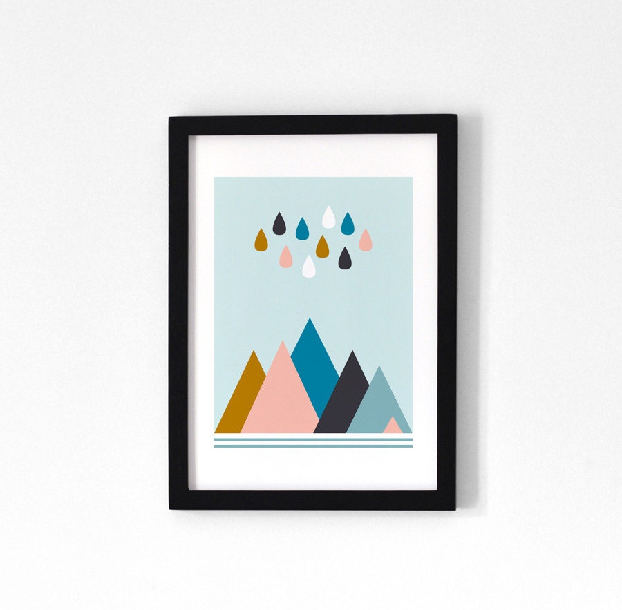 Mountains & Rain / A4 Print