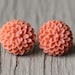 Fake Plugs : Orange Flower Stud Earrings, Sterling Silver Plated Earring Posts, Simple, Fun, PomPom, Matte