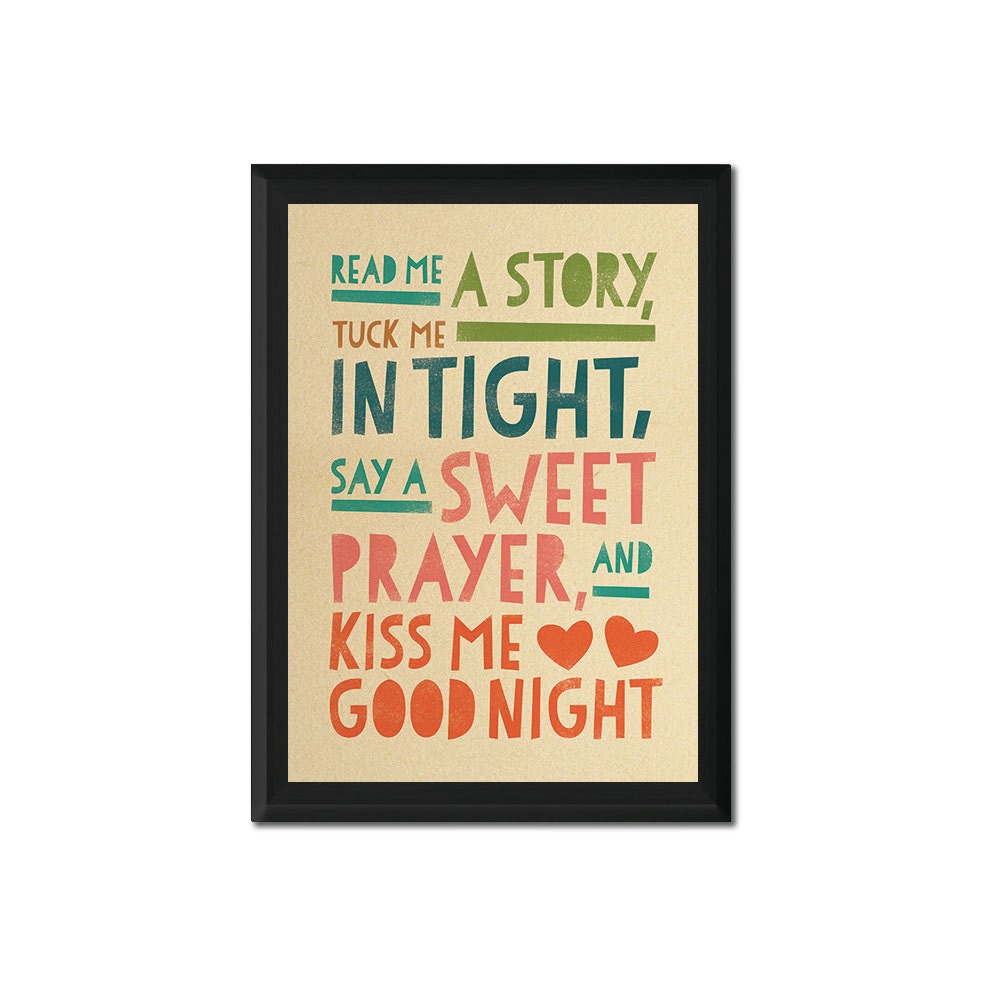 Kiss Me Goodnight (Original) / Baby Nursery Quote Wall Art / Typography Print