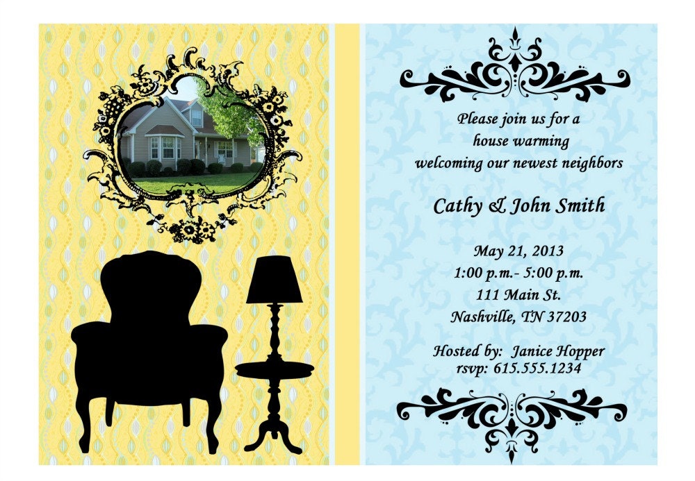 DIY Printable Housewarming Invitation, Shabby Chic House Warming Invitation