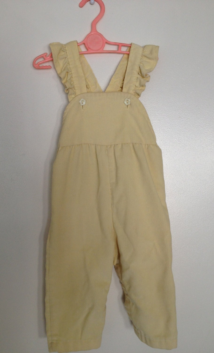 Pale yellow, corduroy overalls size 18months, Vintage Health-tex