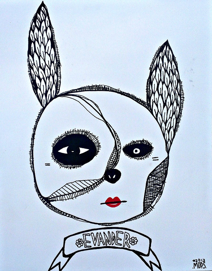 EVANDER by MOPS ORiGINAL PAiNTING 9x12" Ready To Hang Artist Panel