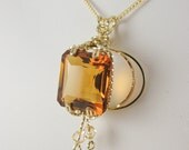 Madeira citrine wire wrapped pendant in gold