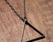 Mens Necklace - Mens Jewelry - Triangle pendant - Steel Chain
