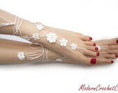 Barefoot Sandals WHITE BIG FLOWER, holiday foot jewelry, beach wedding accessory