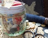Primitive Button Keep Patriotic Pin Keep Needful Jar