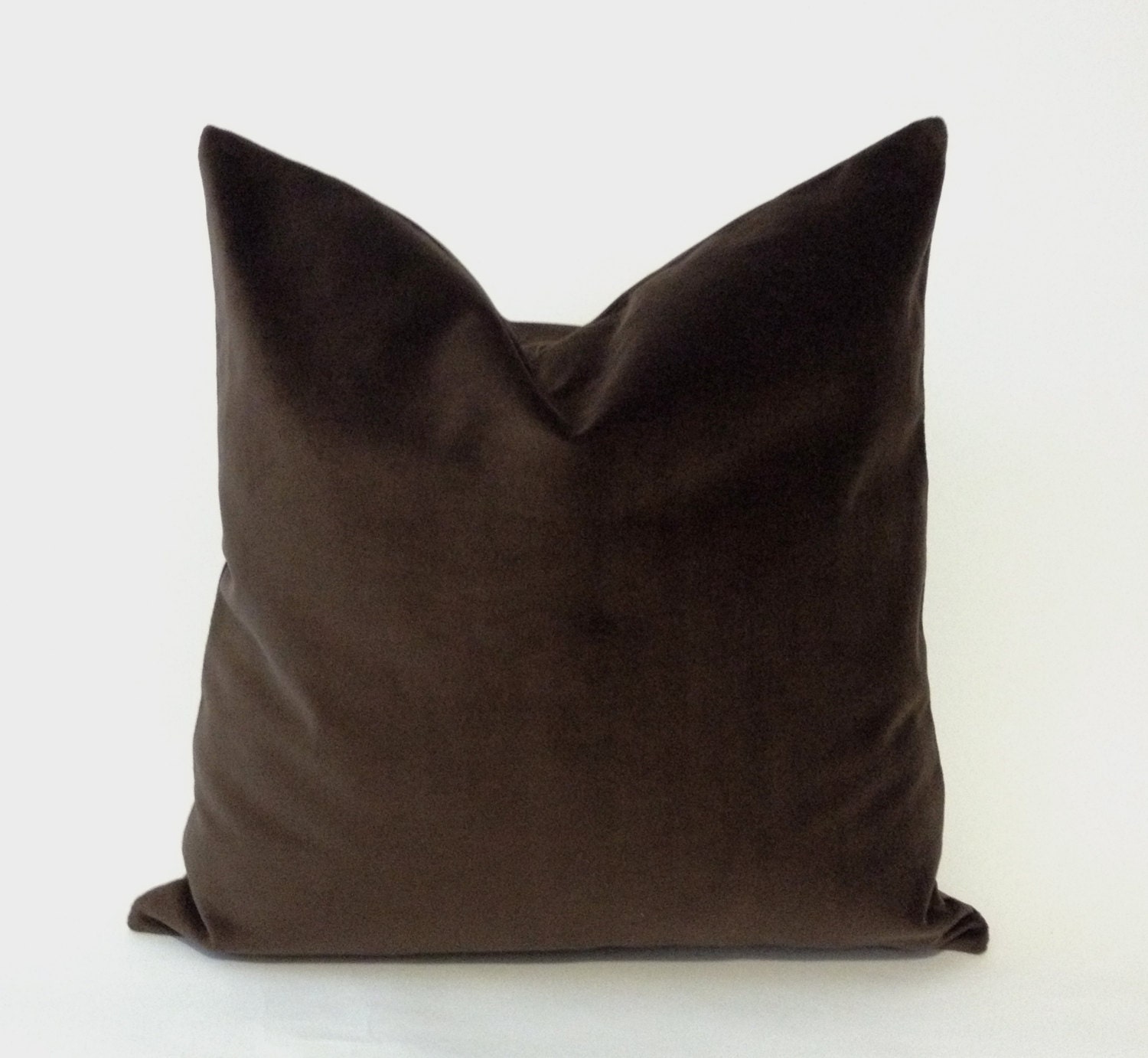 16x16 Chocolate Brown Decorative Throw Pillow Cover - Medium Weight Cotton Velvet - Invisible Zipper Closure- Cushion Covers