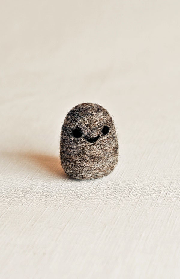 Rupert the Pet Rock - Needle Felted Wooly Sculpture - Woodland Nature Waldorf Inspired Home Decor Gift Cute Adorable Felt All Natural Wool