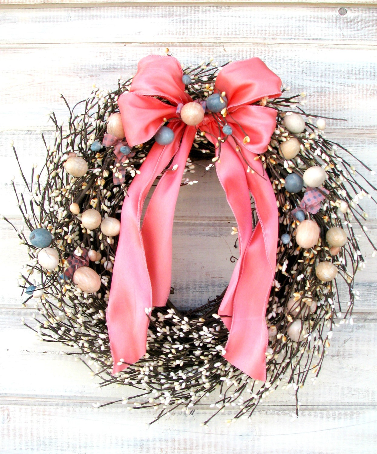 RUSTIC EASTER EGG-Spring Door Wreath--Holiday Wreath-Easter Door Decor-Scented Mango Melon-Customize-Choose Scent and Ribbon