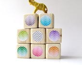 Wood Blocks. Childrens Toy.  Baby Shower gift. Nursery Decoration. Modern. Trendy. Ombre/Chevron