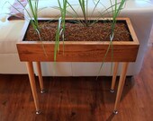 DANISH MODERN DESIGN Style Planter Box Table Custom Designed Handmade Furniture with Vintage Reclaimed Wood & Metal Legs