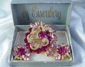 EISENBERG ICE & Pink Rhinestone Demi Parure, In Original Box