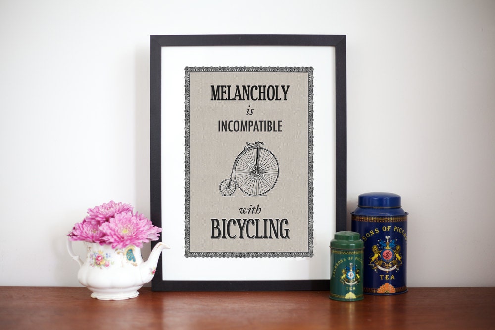 Bicycle Art Poster, Wall Art, Bicycle Print, Art Print, Poster, Cycling, Giclee, Bicycle Decor, Bike, Cycle Art, 30x40, Fathers Day, Quote